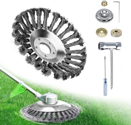 Weed Brush voor Brush Cutter - 150 mm x 25.4 mm - Professionele Draadborstel - Krachtige Onkruidverwijdering - Effectieve Ronde Borstels van Merkloos	