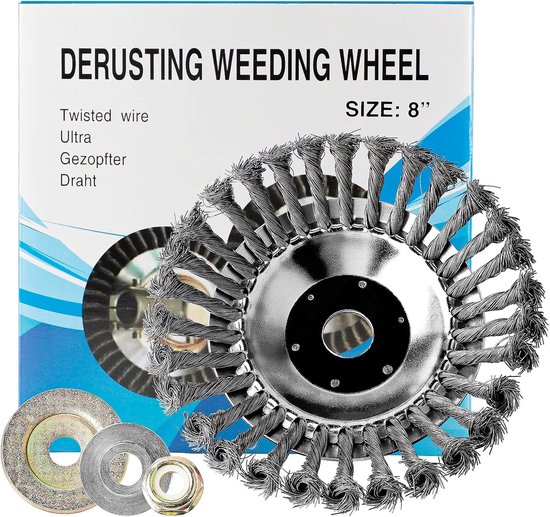 Weed Brush voor Brush Cutter - 200 x 25.4 mm - Draadborstel voor Onkruidverwijdering - Onkruidtrimmer met Tegenmoer - Effectieve Onkruidverwijdering van ProPlus