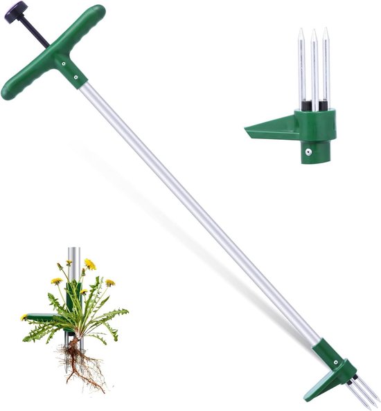 Weed cutter - Standing weed extractor 1m length with three pine and stainless steel pedals - Efficient weed removal - Handle included van Fiskars