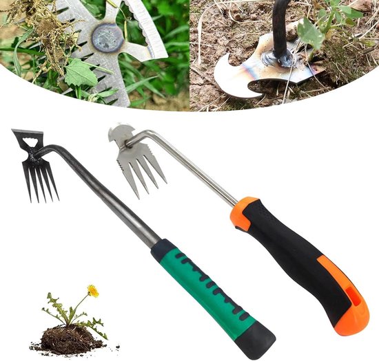 Weed Cutter with Handle - Manual Weed Remover Tool - Stainless Steel Garden Weed Tools - Dandelion Removal van Merkloos	