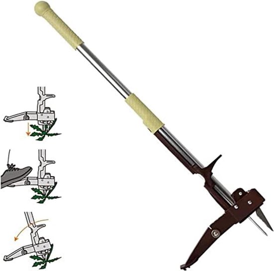 Weed Puller with Stainless Steel 4-Claw - Telescopic Dandelions Root Remover - Manual Weed Tool for Garden and Lawn