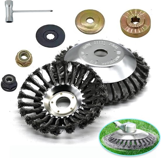 Weed Wacker Attachments- 10 inch Steel Wire Rotary Brush Cutter Head Trimmer Blade Universele Adapter Kits - Lichtgewicht Tuinmaaier Moss Grass Roest Removal van KOBANOICA