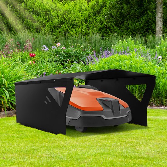 Weerbestendige Zwarte Robotmaaier Garage - Demontabele Carport met Verzinkt Staal voor Alle Seizoenen van Vounot
