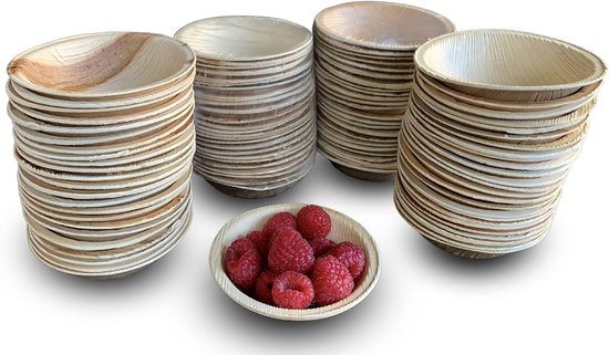Wegwerp Palmblad Kommen 100 Stuks (10 cm) | Stevige Feestkommen zoals | Composteerbaar Servies voor Lunch, BBQ, Picknick, Verjaardag en Feesten