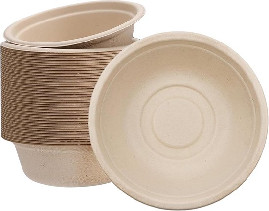 Wegwerpbare Kleine Bruine 340ml/12oz Bagasse Composteerbare Milieuvriendelijk Biologisch Afbreekbare Schaaltjes, 50st Party/Suikerriet Dessert/Koude Voedsel Schaaltjes, BBQ/Picknick