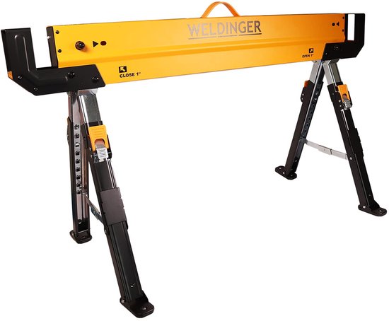 WELDINGER Zaagbok, werkbok, 9-voudig verstelbaar, opvouwbaar, belastbaar tot 650 kg (werktafel)