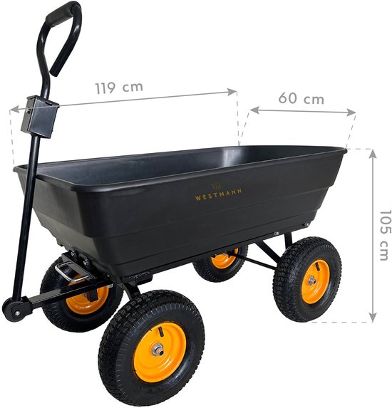 Westmann - Tuinwagen - Kipwagen - Inhoud 125 L - Draagkracht 300 kg van Merkloos	