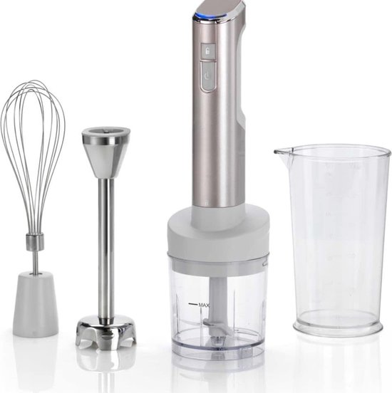 White-Label® Staafmixer Set - Hakmolen - Groentesnijder - Soepmaker - Draadloos - Grijs van White-Label®