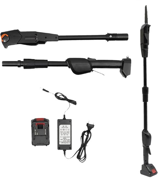 White-Label® Telescopische Snoeischaar - Mini Kettingzaag - Heggenschaar - Takkenschaar - Takkenzaag - Elektrische Snoeizaag met Accu - Zwart van Merkloos	