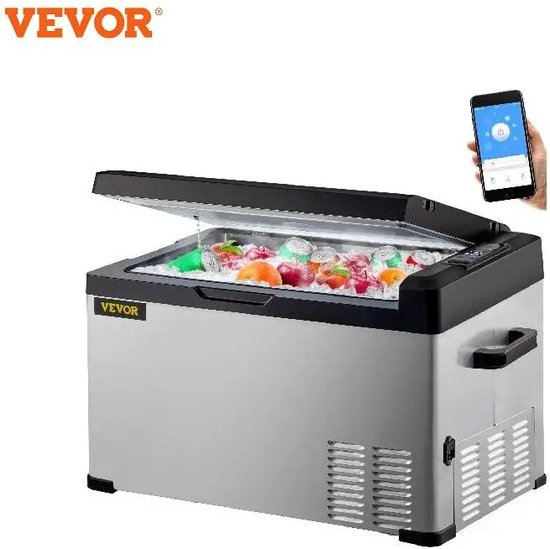 Whoopr® Koelbox - Inhoud 30 Liter - Elektrisch 12v - Bediening met app - Draagbaar - Chroom - 37,5 cm x 65 cm x 49,7 cm van Whoopr