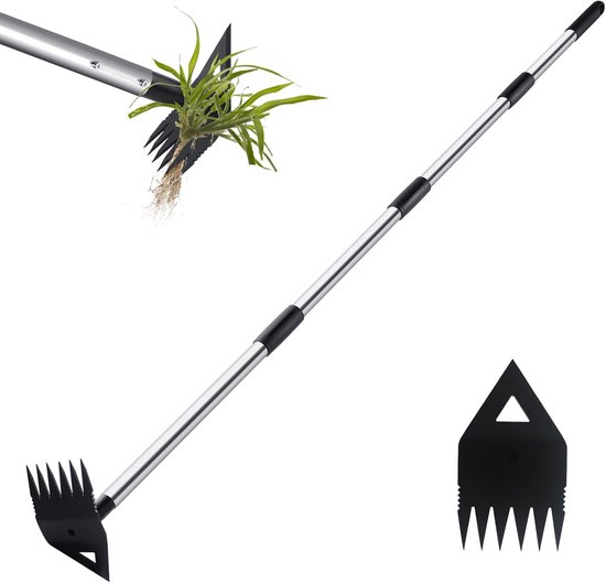 Wieder met lange steel, wiedgereedschap, tuinschoffel, hark, wortelhark van Merkloos	