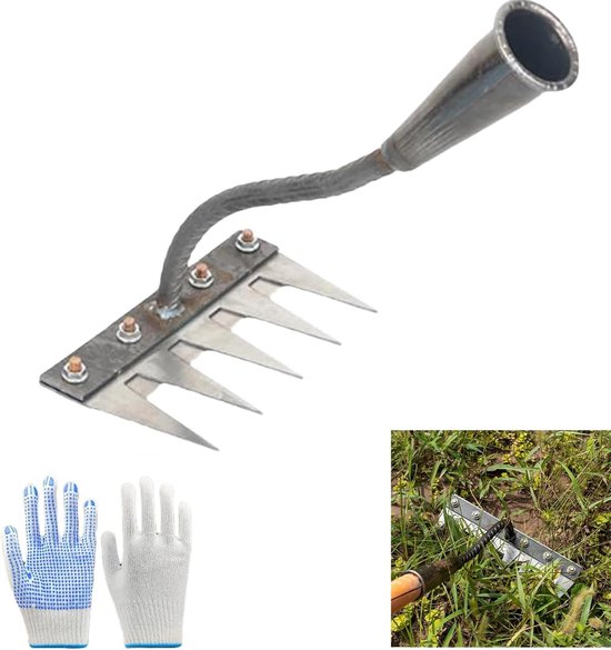 Wiedhark - Tuin Hark - Onkruid Verwijderen - Stevig Ijzer - 6 Tanden van Merkloos	