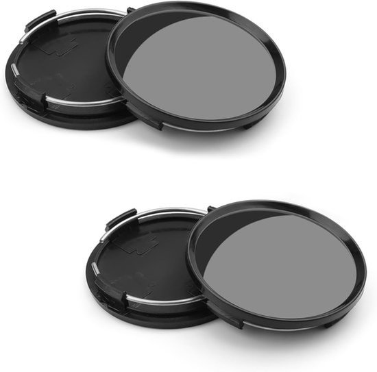 Wielnaafkapjes zwart met roestvrijstalen ring, naafdop voor wielen, diameter 63 mm