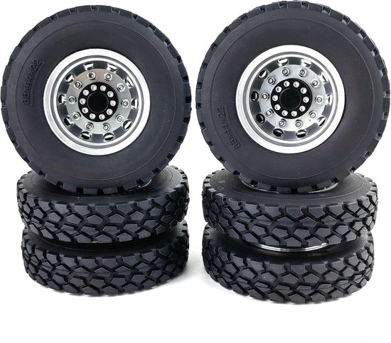 Wielnaafvelgen met Banden voor 1/14 RC Tamiya Tractor en Trailer van Merkloos	
