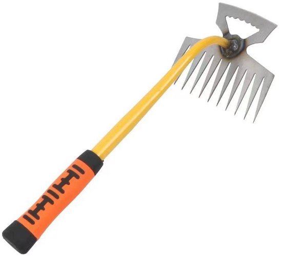 Wietgereedschap – 40 cm steel, 11 tanden, 2-in-1 RVS, voegschraper