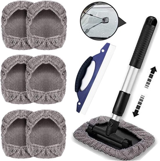 Windscreen Cleaner - Telescopic - 7 Microfiber Cloth Cover - Blinds Brushes - Window Cleaner - Auto - Huis - Keuken