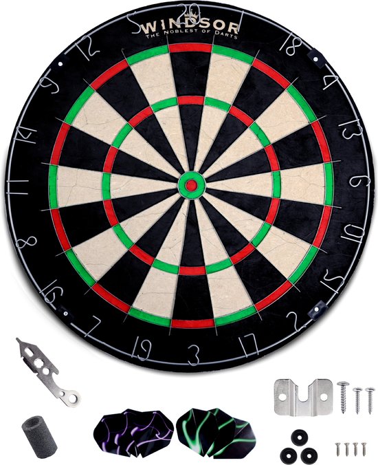 Windsor Dartbord - met Accessoires - Sisal - Dartboard - Cavalier 6 van WINDSOR