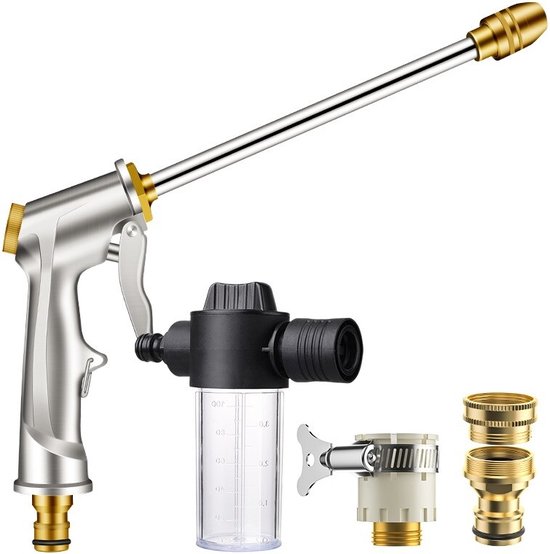 WiseGoods Luxe Hogedruk Tuinslang Waterpistool Set - Hogedrukspuit - Hogedrukreinigers - Hogedrukreiniger Tuingereedschap - Zilver van Merkloos	