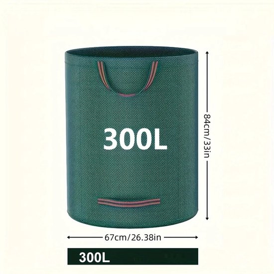 WiseGoods Premium Tuinafvalzak 300L - Opvouwbaar & Herbruikbaar - Afvalzak UV & Waterafstotend - Tuinieren - Zak Tuin Afval