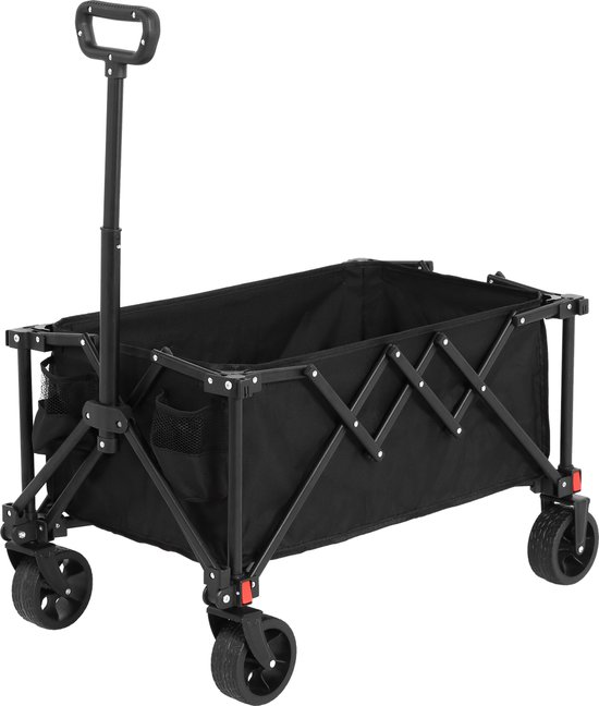 Wishdor - Opvouwbare Bolderkar - Afneembare Wielen - Verstelbare Handgreep - Staal - Zwart - 77 X 48 X 45 Cm van Merkloos	