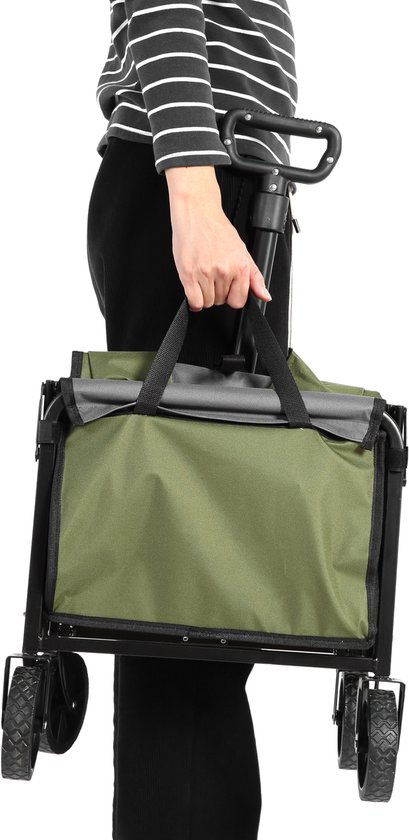 Wishdor - Opvouwbare Bolderkar Met Wielen - Uitneembare Wielen - Uitschuifbare Handgreep - Stalen Frame - Groen van Merkloos	