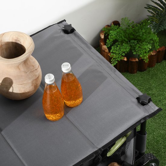 Wishdor - Opvouwbare Bolderkar - Verstelbare Handgreep - Rem Op Voorwielen - Uitklapbaar Tafeltje - Staal - Donkergrijs - 108 X 55 X 93 Cm van Merkloos	