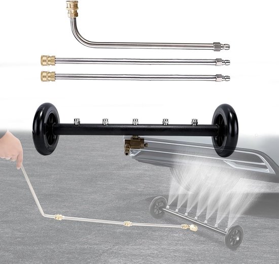 Wisser met dubbele functie, waterbezem voor hogedrukreiniger met 5 sproeiers, 3 verlengstangen, snelaansluiting, 1500-4200 psi, voor autowas