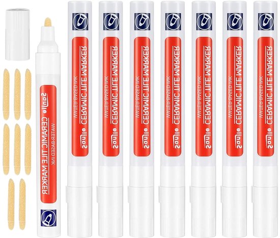 Witte Grout Pen Set van 8 Stuks voor het Herstellen van Tegelvoegen in Badkamer en Keuken, Ideaal voor Vloer- en Wandtegels