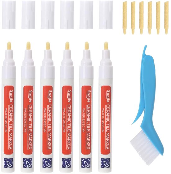 Witte Grout Pen voor het Repareren van Voegen, Waterproof en Vochtbestendig met Penpunt en Schoonmaakborstel voor Badkamer, Keuken en Terras