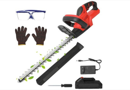 WNHB® Draadloze Heggenschaar 21V Met Accu En Lader - 56 cm Heavy Duty Snoeischaar - 7500 mAh Batterij - Stil En Efficiënt Snoeien van Merkloos	