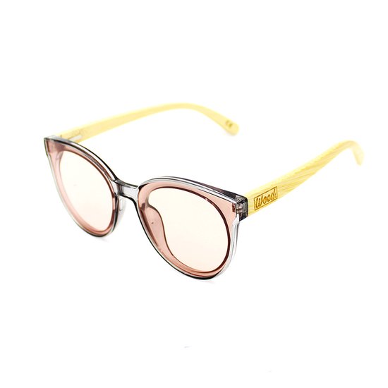 Woed® Zonnebril - Dames - Houten Zonnebril - UV400 Lens - roze lens - Rhodonite van Woed