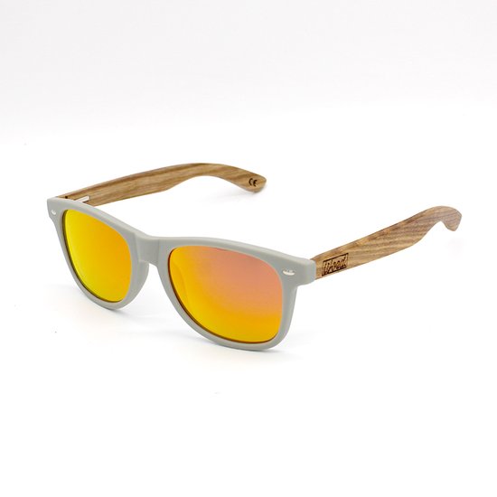 Woed® Zonnebril - Heren en Dames - Houten Zonnebril - UV400 Lens - oranje lens - BRUNNERA van Woed
