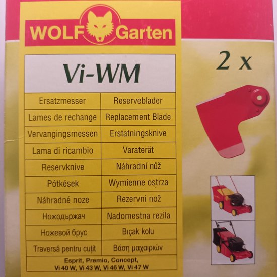WOLF-Garten - VI-WM - Multifunctionele Messen - Vervangingsmessen - Mes - Elektrische Grasmaaiers Grasmachines - Set 2 Stuks van WOLF-Garten