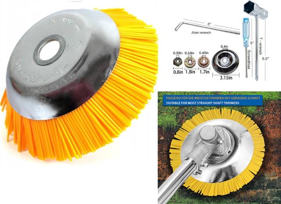 WonderStore© Nylon Onkruidborstelkop met 7-delige adapterset, onkruidborstel, snijgereedschap, schuimborstelkop voor tuin van WonderStore