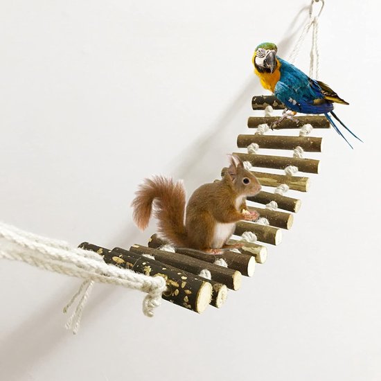 Wooden Ladder for Birds Hammock Birds Toys Chewing Toys Parrots Toys Pets Toys Parrots Climbing Bridge van Merkloos	