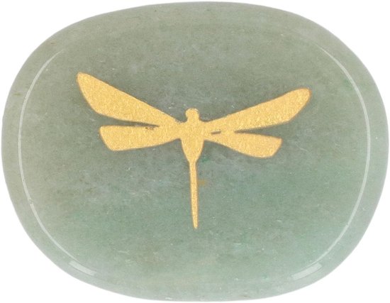 Worry Stone, Strong and Wear-resistant Healing Stone Crystal Gold Dragonfly Carving Stone Convenient to Use Massage Stone For Playing, Relaxing and Healing (Type 3) van Merkloos	