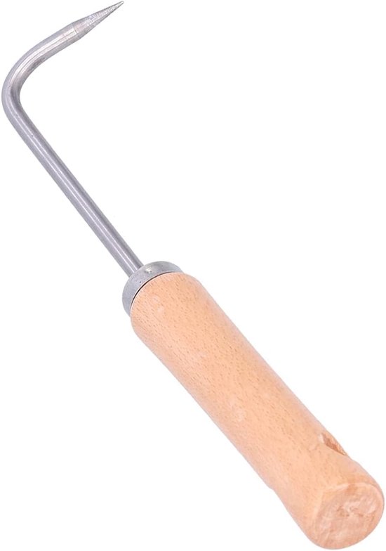 Wortelplukhark - Mangaanstalen haak voor tuinieren - Ergonomisch houten handvat - ideaal voor landschapsarchitectuur in potten - 90 g, 1 stuks