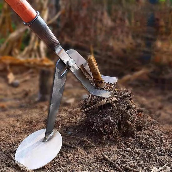 Wortelverwijderaar Tuin - Onkruidtrekker Staal - Moeiteloos Wieden - Hefboomontwerp - Verstelbaar 18 cm - Grijs