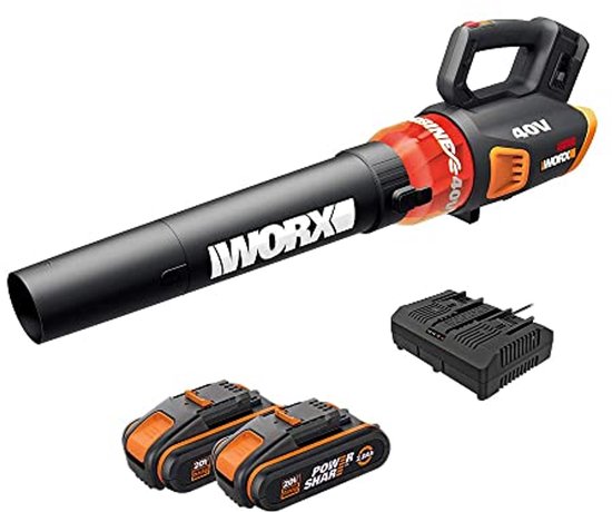 WORX - Borstelloze bladblazer 20 V - WG584E (levering met accu en oplader, turbine-technologie, 3 snelheden, tot 145 km/u, 720 m³/h) van WORX