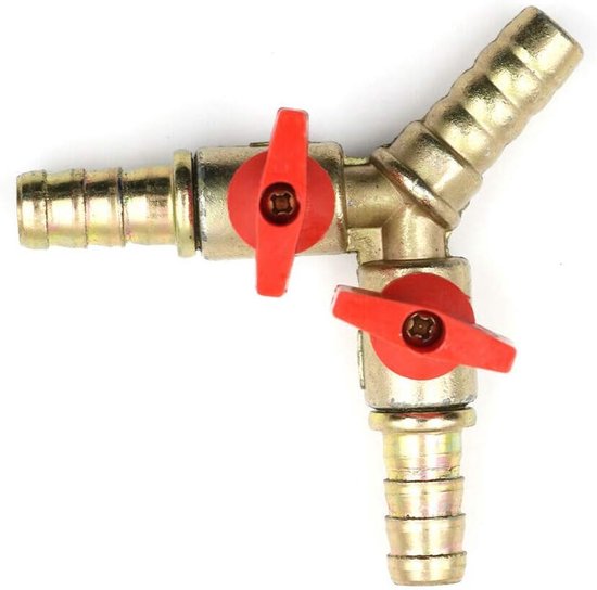 Y Shape Valve Connector - 3 Way Slangaansluiting - Y Controle Afsluiter voor Olie - Water - Gas 8mm Messing van Merkloos	