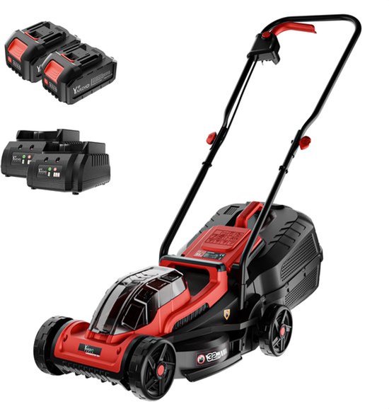 YARDIO Tools® - Grasmaaier Elektrisch - Grasmaaier Accu - Handmaaier - 320mm maaibreedte - 21v incl. 2x 4.0a Accu en Snellader - tot 100m2 - Lawnmaster 320 - LawnMaster320-2x-4.0aBAT van YAR