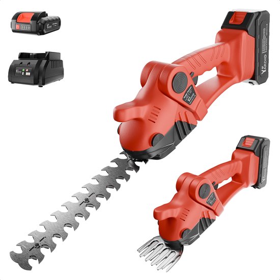 YARDIO Tools® - HTS-22mm - Heggenschaar - 2-in-1 - Heggenschaar Accu Electrisch - Grasschaar Buxusschaar - HTS-22mm - Incl. 2.0a Accu en Snellader van YARDIO Tools®