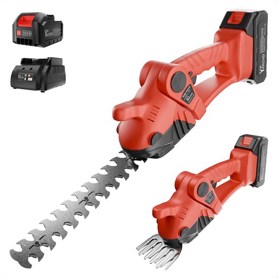 YARDIO Tools® - HTS-22mm - Heggenschaar - 2-in-1 - Heggenschaar Accu Electrisch - Grasschaar Buxusschaar - HTS-22mm - Incl. 4.0a Accu en Snellader van YARDIO Tools®