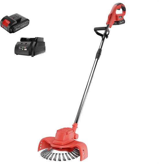 YARDIO Tools® - TerraClean PRO Premium - Onkruidborstel - Voegenborstel - Onkruidborstel Electrisch - Onkruidborstel Bosmaaier Machine - Grastrimmer - Bosmaaier - Kantenmaaier - 21v Incl. 4.0a Accu en Snellader - TerraCleanPRO-Premium-4.0aBAT van Merkloos	