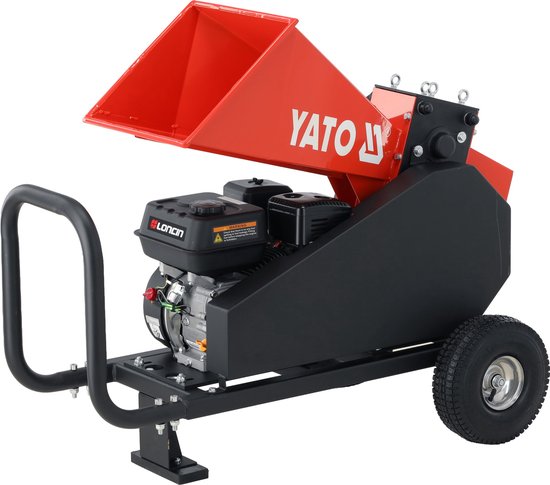 YATO YT-86160 Benzine Hakselaar 6.5 PK – Loncin Engine – 6 Snijmessen – Voor Takken tot Ø 60 mm – Maakt Kachelhout Chips (50-80 mm)