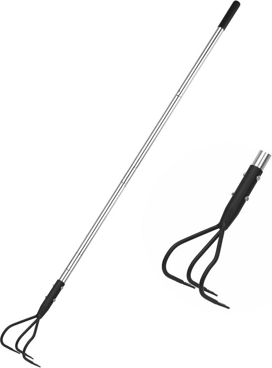 YEELOR Multifunctional Garden Cultivator, 3 Pole Long Handle Cultivator, Garden Hand Milling Cutter with 140 cm Adjustable Handle, Garden Tools for Cultivating, Loosening Soil and Weeding van Merkloos	