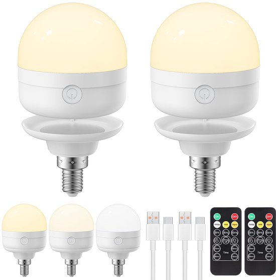 Ynkkvre - E27 Oplaadbare LED Lamp - RGB-kleurveranderende lamp - Draadloze Noodverlichting voor Binnen - 2000mAh Batterij & 36 Uur Werking - 3 Kleurtemperaturen & 3 Helderheden - Timer & Geheugenfunctie - Magnetische Basis & Universeel E14/E27 van Ynkkvre