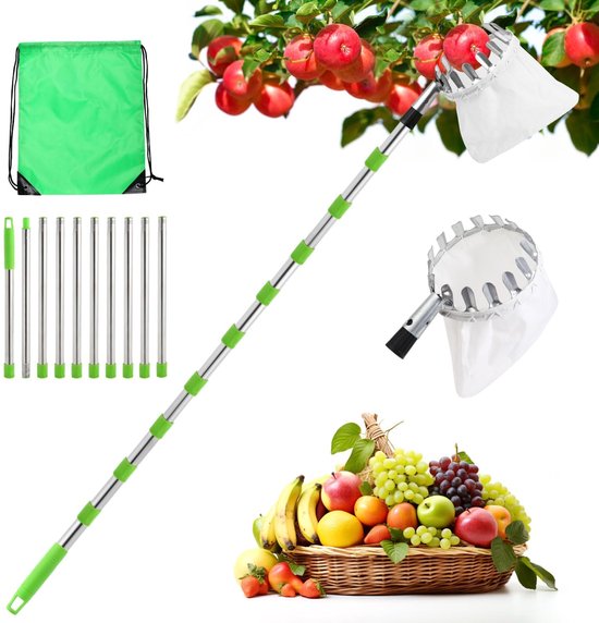 Ynkkvre - Telescopische Fruitplukker Tot 4.2m - Verstelbare Lange Steel Zonder Ladder - Voor Veilig Fruit Plukken Uit Hoge Bomen van Ynkkvre