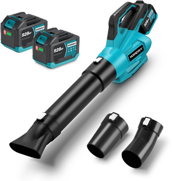 Yofidra Accu Bladblazer 21V – Luchtsnelheid 190 km/u - met 2x 4.5Ah accu’s - Accubladblazer - Bürstenloser Bladblazer - voor tuin, bladeren, stof en sneeuw van Merkloos	