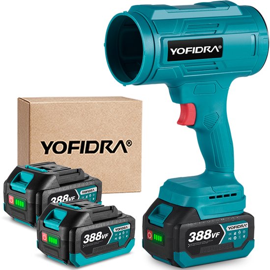 Yofidra Accu Bladblazer - 540 km/h Turboblower - Handblazer - met 2 Accu's - voor het blazen van bladeren en stof van Merkloos	